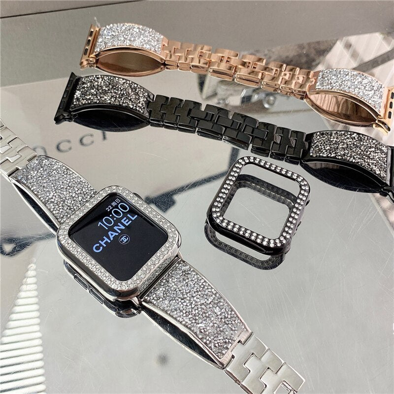 Suitable for Apple Watch metal strap 40mm 44mm 38mm 42mm fashion diamond wristband Iwatch 654321SE men and women wristband