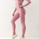 Fitness Damen Sport Nahtlose Leggings Hohe Taille Elastische Einfarbige Yoga Leggings Fitnessstudio Jogging Schnelltrocknende Push Up Slim Hose Damen