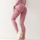 Fitness Damen Sport Nahtlose Leggings Hohe Taille Elastische Einfarbige Yoga Leggings Fitnessstudio Jogging Schnelltrocknende Push Up Slim Hose Damen