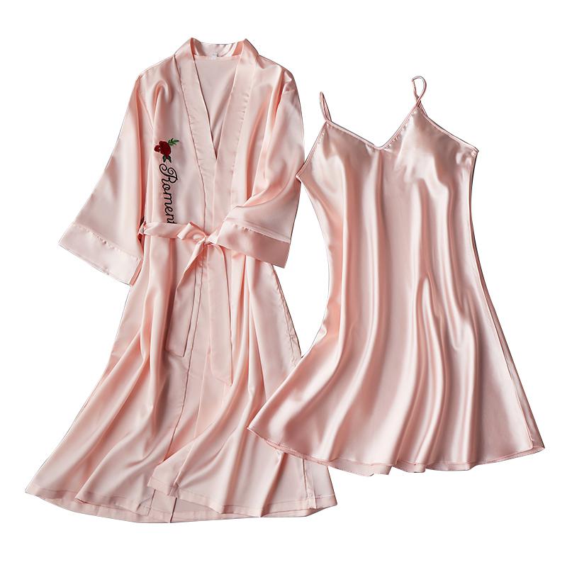 Satin Bride Bridesmaid Wedding Robe Women Soft Homewear 2PCS Sleepwear Summer New Nightdress Silky Intimate Lingerie Nightwear