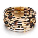 Amorcome Leopard Fashion Bracelets Woman Charm Multilayer Wide Wrap Leather Bracelets & Bangles Femme Party Jewelry Gift  2022