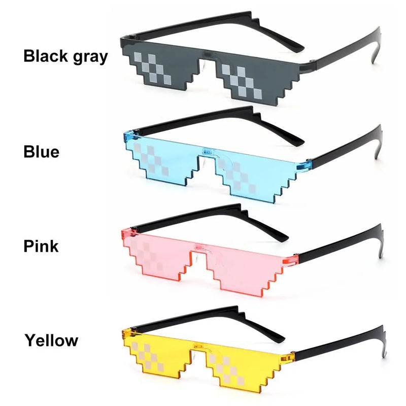1PC NEW Mosaic Sunglasses Trick Toy Thug Life Glasses Deal With It Glasses Pixel Black Mosaic Sunglasses Cool Jokes Funny Toys