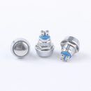 12mm metal push button waterproof nickel plated brass domed push button switch 1NO momentary reset screw terminal Pin terminal