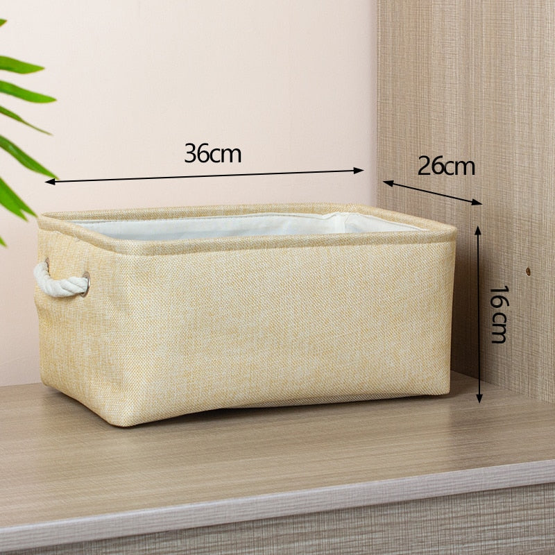 Cotton Linen Folding Storage Baskets Kids Toys Organizer Clothes and Sundries Storage Box Cabinet Storage Bag Laundry Basket