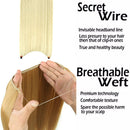 Allaosify 22 inches Clip on Wire Fish Line Hair Extensions Secret Invisible Wire One Piece for Ombre Hair Synthetic Hairpiece