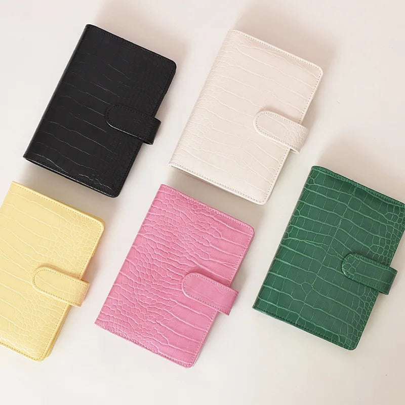 A5/A6 PU Macaroon Crocodile Pattern Loose-Leaf Only Cover Binder Dairy Travelers Leather Notebook