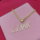 Custom Name Necklace  with 9MM Zircon Cuban Chain for Women Men Sharp Bubble Letter Pendant Hip Hop Jewelry