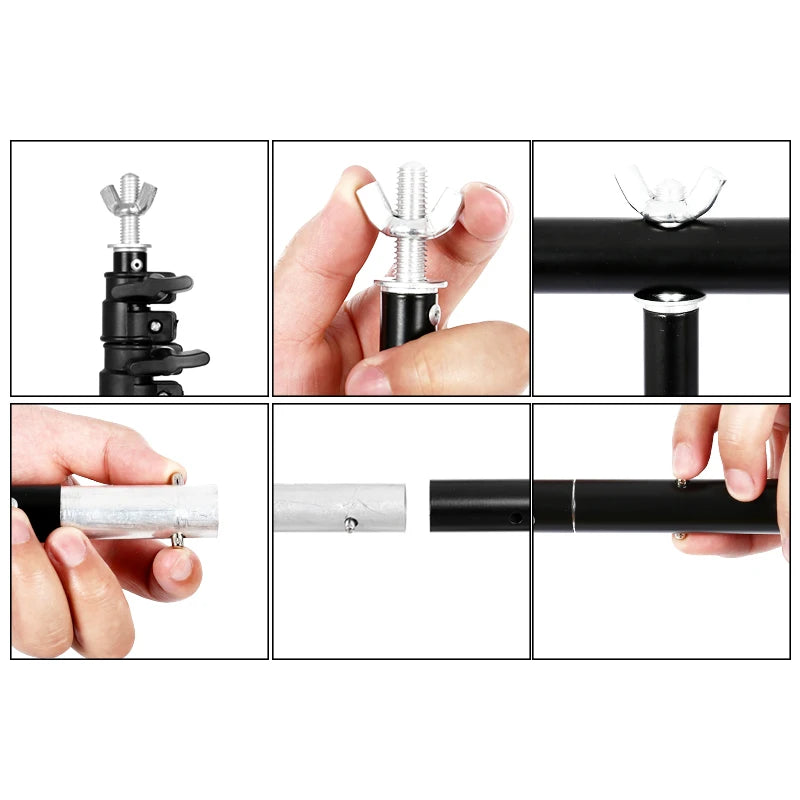 T-shaped Background Photography Backdrop Stand Adjustable Support System Photo Studio for Non-Woven Muslin Backdrops With Clip