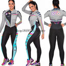 Women's Long sleeve Pro Team Triathlon Suit Cycling Jersey Skinsuit Jumpsuit Maillot Cycling Ropa ciclismo set pink gel