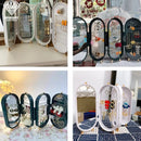2021 New Jewelry Box Organizer 4 Fan Storage Case Necklace Earrings Ring Mirror Display Desktop Jewel Holder Plastic Large