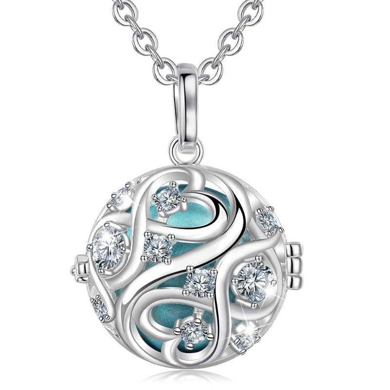 EUDORA 20mm Unique Crystal Cage Harmony Ball Musical Pendant Angel Caller Necklace with Infinite knot For Pregnancy Jewelry K363