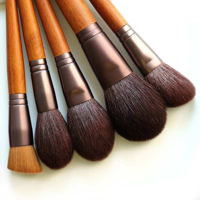 OVW Cosmetic Makeup Tools Brush Set Horse Goat Hair 15 pcs Tapered Blending Make up Brushes Natural Hair Brush Shadow Shader