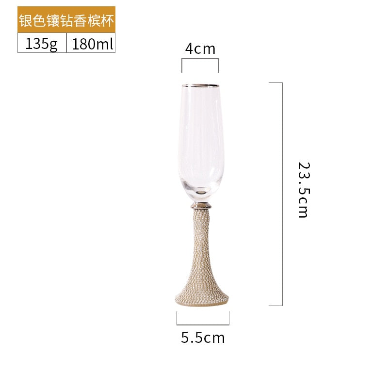 Creative Glass with Diamond Wine Glass Crystal Tall Wine Glass Champagne Glass Home Restaurant Wine Glass Party Banquet Glass