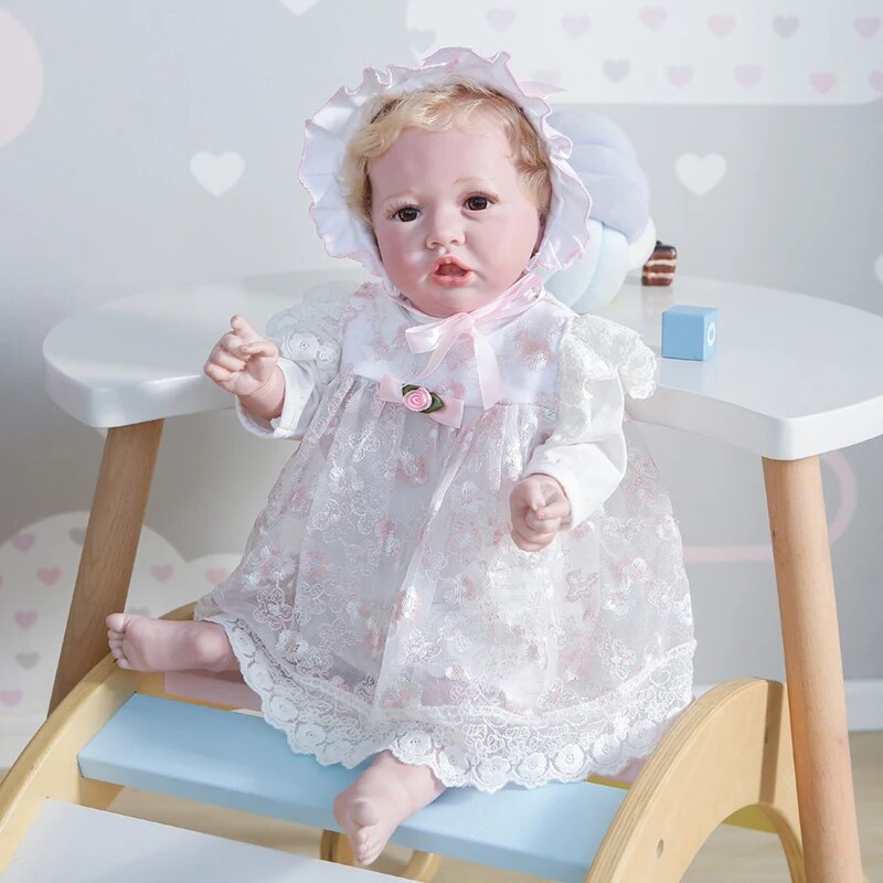 NPK 55CM reborn toddler baby popular reborn Saskia bebe doll  in Princess Dress handmade collectible art doll bath toy