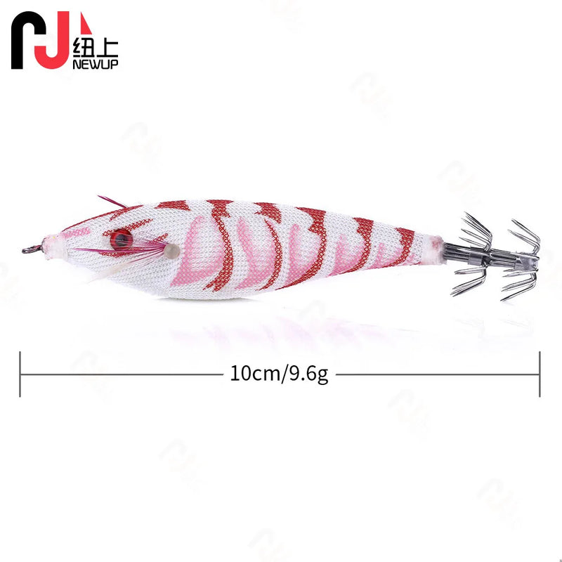 1PCS 9.6g/10cm Luminous Squid Jig Fishing Wood Shrimp Lure Squid Cuttlefish Jigs Lures Spinnerbait Fishing Baits