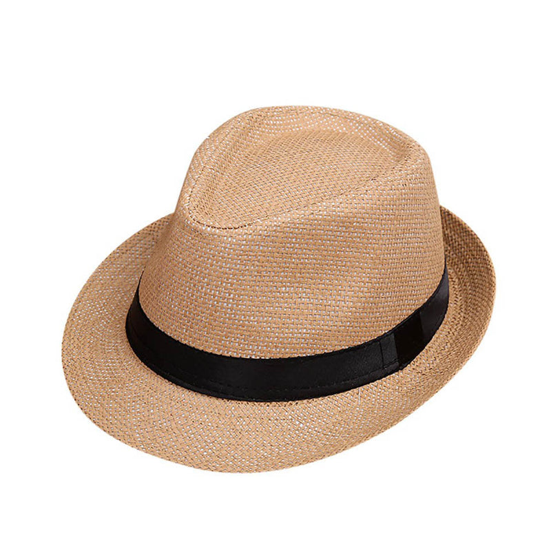 Children Sunhat Kids Summer Beach Straw Hat Jazz Panama Trilby Fedora Hats British Cap Breathable Baby Hats Girls Boys Sunvisor