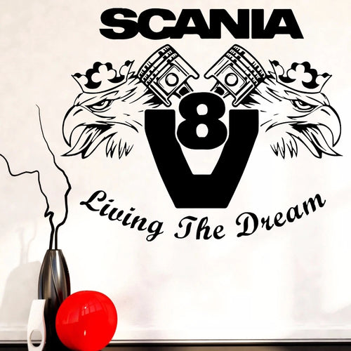 Fahrzeug Auto Wandaufkleber Scania Living the dream V8 Svempra Creatives Vinyl Kinderzimmer Wandtattoos Heimdekoration Jugendzimmer Y623