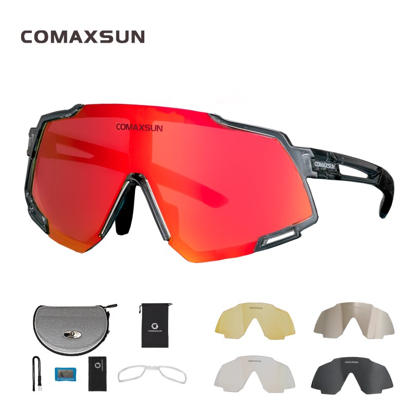 Comaxsun Professional Polarized Cycling Glasses MTB Road Bike Goggles Outdoor Sports Bicycle Sunglasses UV 400 With 5 Lens TR90