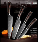 XITUO  2-5PCS Set Kitchen Knife Damascus Laser Stainless Steel Blades Chef Knife Santoku knife Utility Paring knives Tools