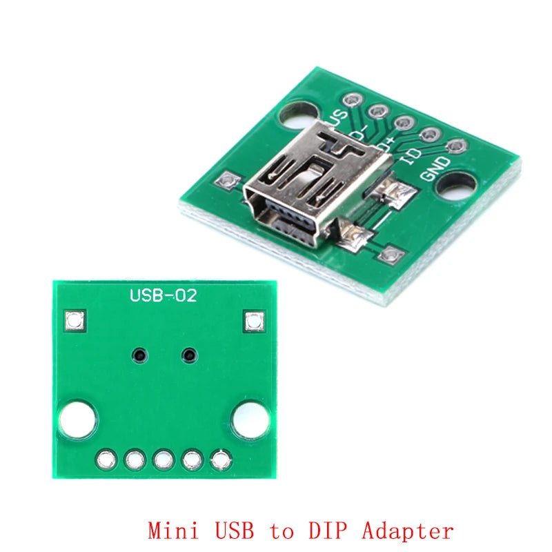 5pcs Micro Mini USB USB A Male USB 2.0 3.0 A Female USB B Connector Interface to 2.54mm DIP PCB Converter Adapter Breakout Board