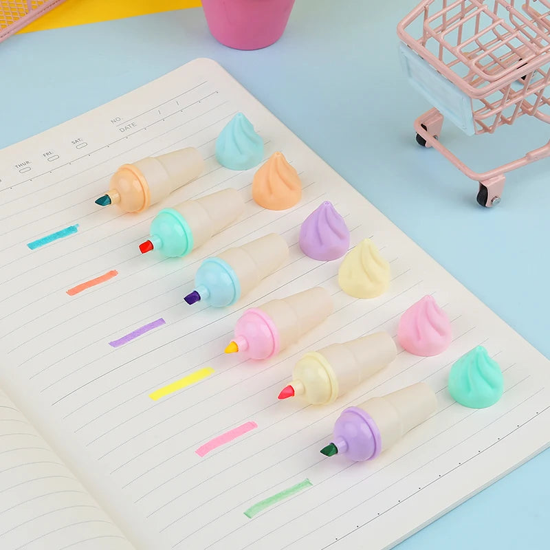 1 PCS Cute Highlighter Wine Bottle Ice Cream Fountain Pen Lovely Cartoon Paint Marker Pen School Office Office Stationery Supply