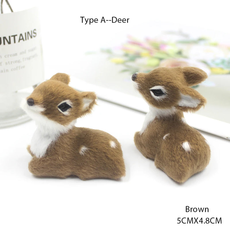 Simulation Christmas Deer Model Favor Xmas Home Decoration Craft Ornaments Display Table Reindeer Elk Animal Miniatures Kid Gift