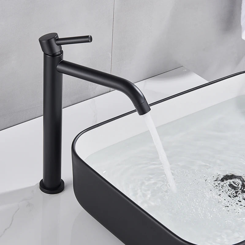 Bathroom Sink Faucet Tall Slim Bathroom Washbasin Water Mixer Tap Hot Cold Water Basin Crane Tap Bathroom Tap