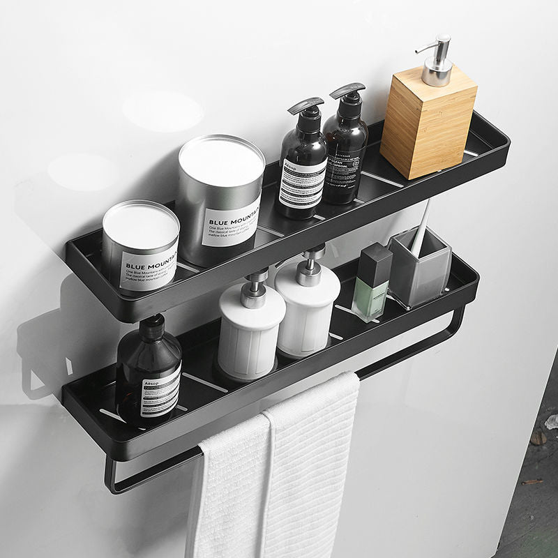 Black / White Bathroom Shelf Shampoo Holder Kitchen Storage Rack Bathroom Hardware Space Aluminum Shower Room Accessory