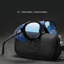 KDEAM Luxury Steampunk Pilot Sunglasses Men and Women Soft Leather Shield Glasses UV400 Protection KD2095