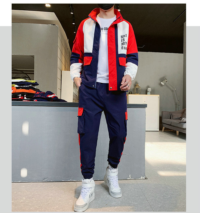 2023 Fashion 2 Pieces Sets Mens Cargo Zipper Tracksuit With Pockets Military Jackets And Fit Elastic Waist Pants Track Suit