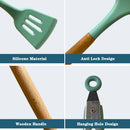 The Atelier | Non-Stick Silicone Kitchen Utensil Set with Wooden Handles