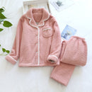 Japanese style autumn and winter new ladies plus size sheep wool warm pajamas suit Shu Mianmao simple home service pijamas women