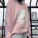 Darlingaga Harajuku Totenkopf-Print Y2K Lockerer Herbst-Winter-Pullover Damen Pullover Lässige Strickwaren Jumper 2023 Koreanische Pullover Neu