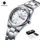 Montre Femme 2023 WWOOR Fashion Ladies Watches Waterproof Quartz Silver Clock Women Automatic Date Dress Wrist Watch Reloj Mujer