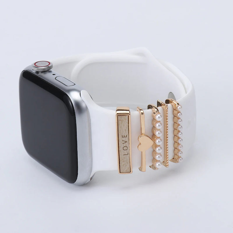 Metal Charms Decorative Ring For Apple Watch Band Diamond Ornament Smart Watch Silicone Strap Accessories For iwatch Bracelet