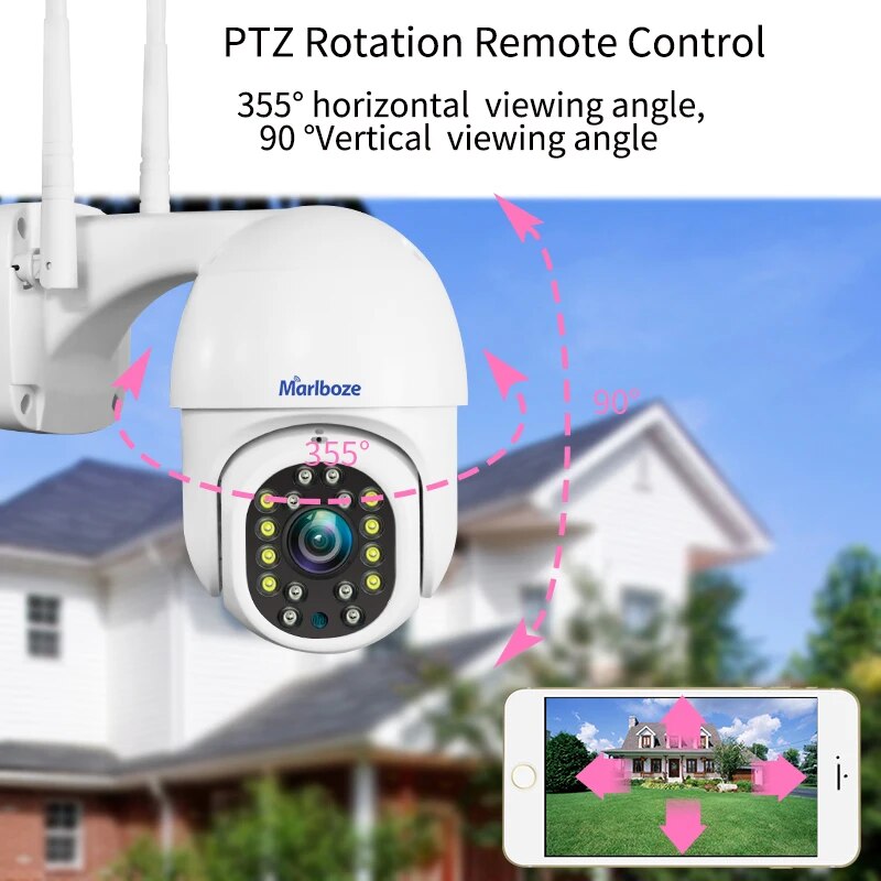 Marlboze1080P outdoor wifi PTZ IP camera 2MP speed dome ip camera outdoor security waterproof cctv camera camhi pro App