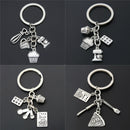 1PC Cake Charms Measuring Spoons Egg With Pan Keychain Cook Book Keyring For Cooks Chefs Baker Gift Baking Jewelry