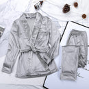 HiLoc Warm Velvet Sleepwear Solid Robes And Pants Home Suit Pocket Long Sleeve Home Clothes For Women Pajama Woman Winter 2020