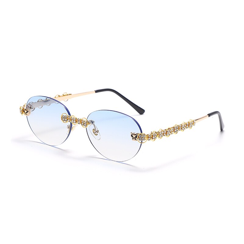 Rimless Diamond Sunglasses Women 2021 Rectangle Steampunk Sun Glasses Crystal Vintage Rhinestone Glasses Eyewear UV400 Oculos