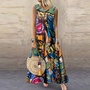 ZANZEA Summer Dress Women Bohemian Sleeveless Floral Printed Sundress Robe Vintage Kaftan Beach Vestido Femme Sarafans
