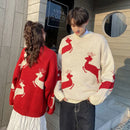 Christmas Sweater Women Autumn Winter Korean Loose Pullover Deer Sweater Men and Woman Oversized Sweaters Couples