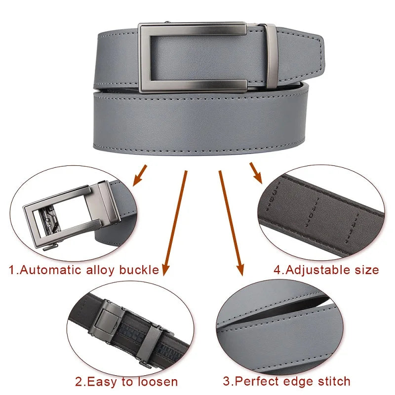 High Quality Cowhide genuine Leather Belt For Men 3.5cm width Mens Automatic Buckle Brand Luxury Golf mens belts