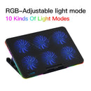 Coolcold RGB Light Base Cooler Notebook Six LED Fan 10-15.6 Inch Gaming Laptop Cooler Cooling Pad With Phone Holder