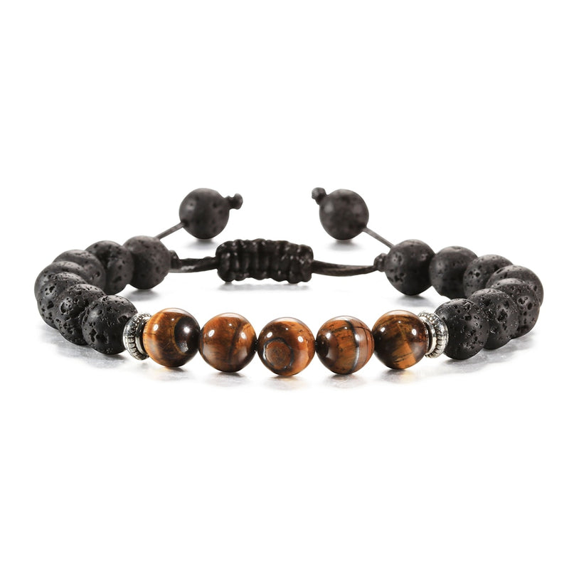 Tiger Eye Beaded Bracelets Bangles Men Braided Rope Healing Balance Yoga Charm Women Natural Stone Buddha Bracelet Adjustable