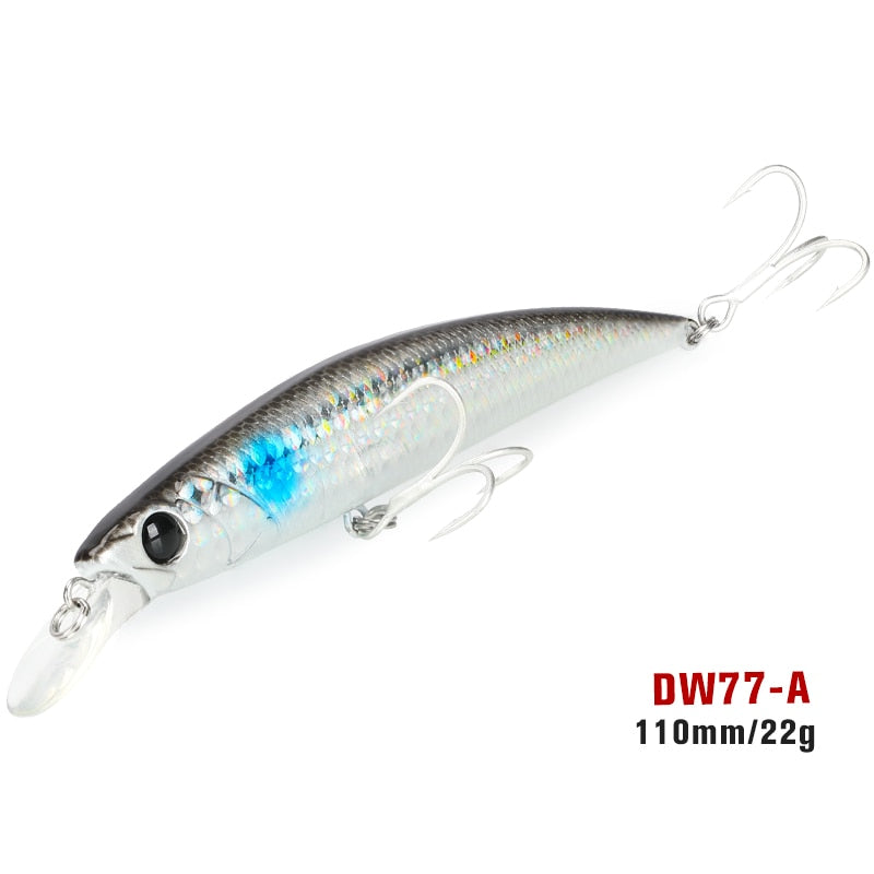 TSURINOYA 110S Long Casting Sinking Minnow Saltwater Fishing Lure DW77 110mm 22g Large Trout Pike River Lake Hard Baits Jerkbait