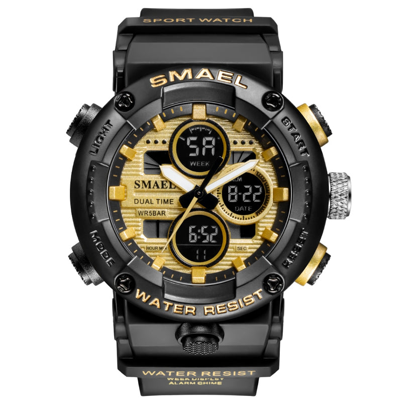 SMAEL Sport Watch Men Waterproof LED Digital Watches Stopwatch Big Dial Clock For Male 8038 relogio masculino Men Watches Quartz