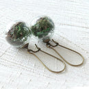 2 Paare 16MM Glaskugel Löwenzahn Samen Ohrringe Öko Ohrring Botanischer Schmuck Natur Echte getrocknete Blumen Ohrhänger für Frauen