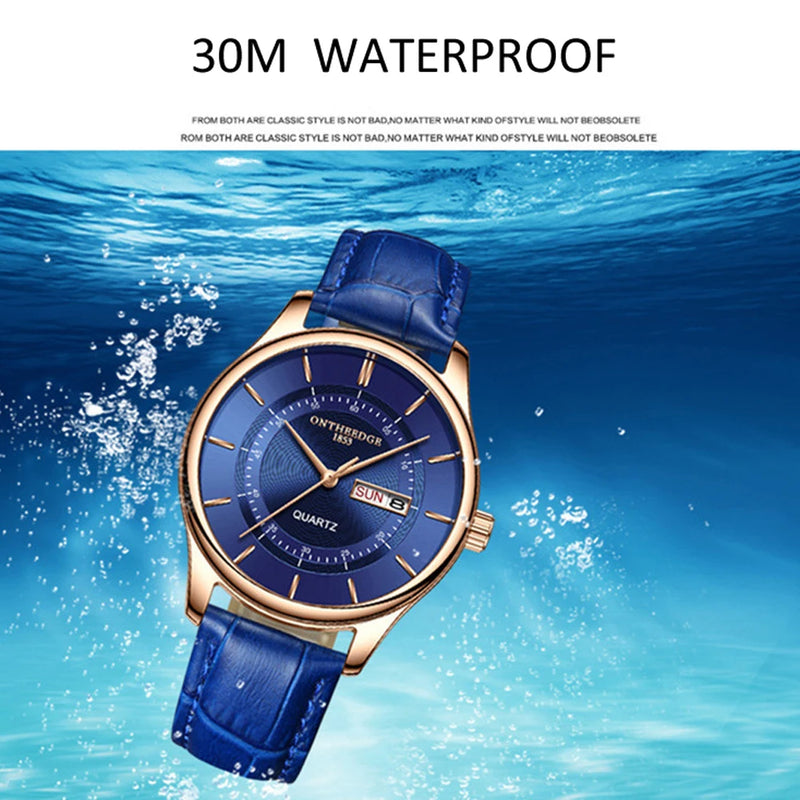 High Quality Rose Gold Dial Watch Men Leather Waterproof Watches Business Fashion Japan Quartz Movement Date Male Clock reloj