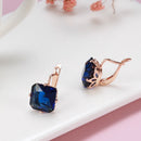 Kinel Luxury 585 Rose Gold Bride Women Earring Wedding Jewelry Fashion Big Square Blue/White/Green Natural Zircon Drop Earring