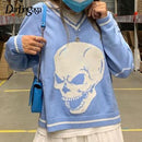 Darlingaga Harajuku Totenkopf-Print Y2K Lockerer Herbst-Winter-Pullover Damen Pullover Lässige Strickwaren Jumper 2023 Koreanische Pullover Neu